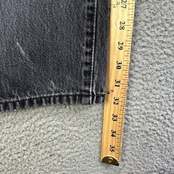 Levis 501 Jeans Mens 44X32 Black Straight Fit Button Fly Red Tab Denim Pants - Picture 5 of 7